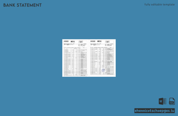 Bangladesh Bank Asia PLC Kontoauszug (Word-Format, 2 Seiten), Beispielvorschau